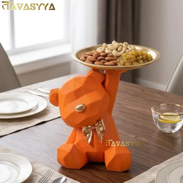 Tavasyya_Cute_Geometric_Orange_Teddy_Bear_Tray_Showpiece_for_Home_Decor_�_Modern_Sitting_Bear_Statue_Holding_Brass_Finish_Metal_Tray_for_Living_Room,_Bedroom,_Office_Desk_&_Gifting_(6.69_Inches)