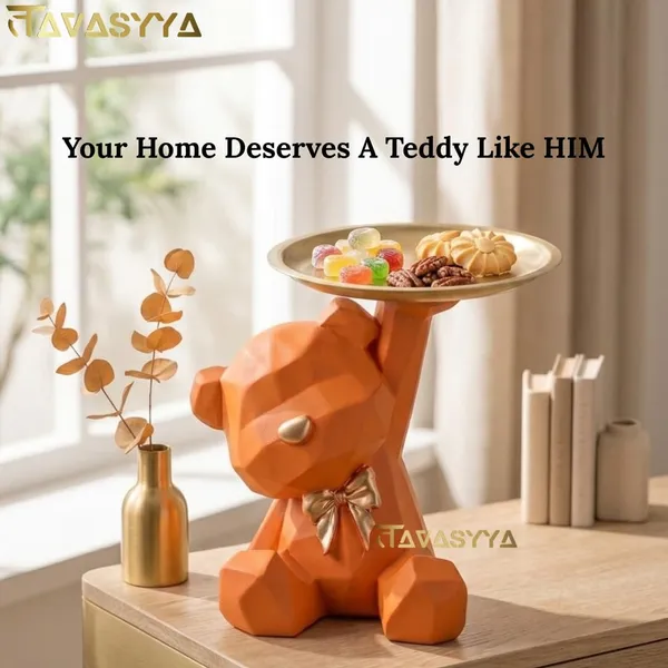 Tavasyya_Cute_Geometric_Orange_Teddy_Bear_Tray_Showpiece_for_Home_Decor_�_Modern_Sitting_Bear_Statue_Holding_Brass_Finish_Metal_Tray_for_Living_Room,_Bedroom,_Office_Desk_&_Gifting_(6.69_Inches)