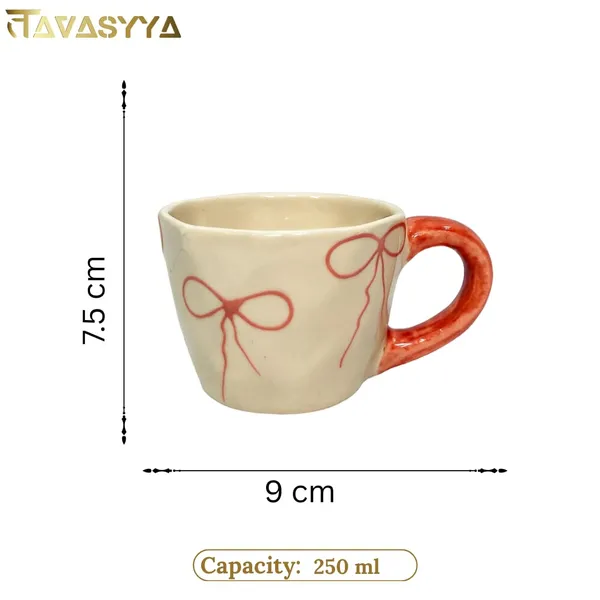 Tavasyya_Set_of_2_Cup,_Handmade_Ceramic_Coffee_Mug_with_Embossed_Bow_Design_�_Cute_Tea_Cup_with_Ergonomic_Handle_|_Perfect_for_Gifting_|_Hot_&_Cold_Beverages_|_Microwave_&_Dishwasher_Safe_|_250_ML
