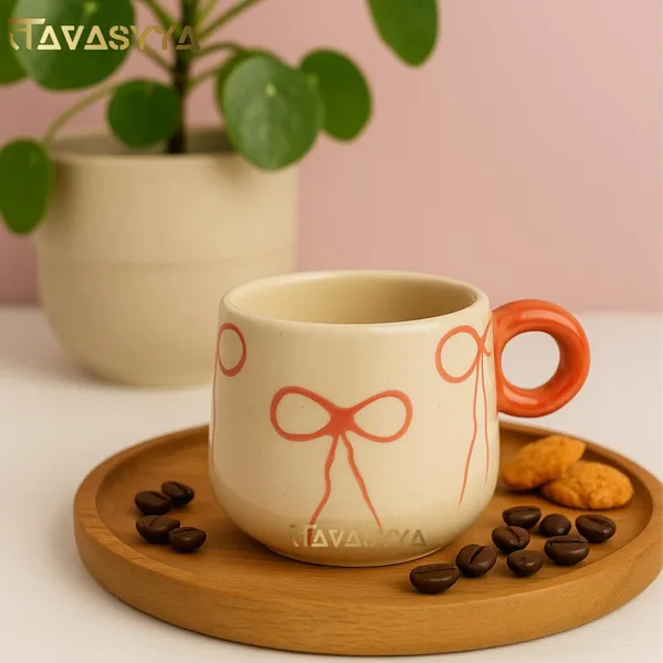 Light_Beige_Handmade_Ceramic_Coffee_&_Tea_Cup_With_Bow_Design_Coffee_Mug_With_Round_Handle