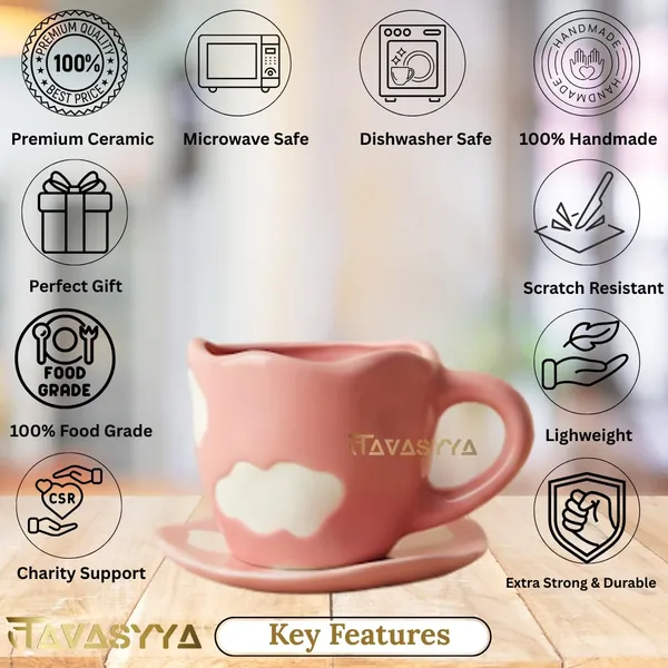 Pink_Cloud_Ceramic_Cup_&_Saucer_Set_200Ml_Unique_Tea/Coffee_Mug