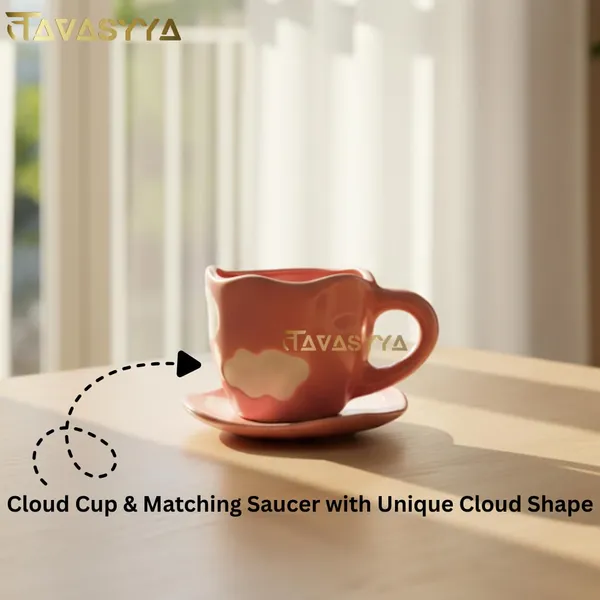 Pink_Cloud_Ceramic_Cup_&_Saucer_Set_200Ml_Unique_Tea/Coffee_Mug