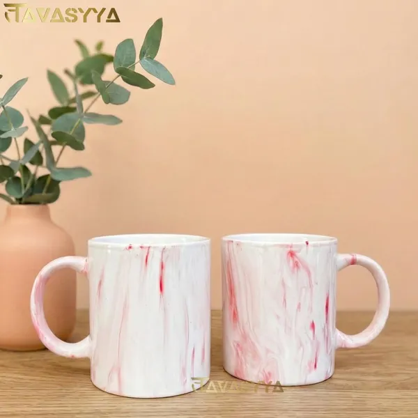 Tavasyya_Set_of_2_Handmade_Ceramic_Mug_350_ml_|_Pink_Marble_Finish_Tea_&_Coffee_Mug_|_Hand-Painted_Stoneware_Cup_for_Milk,_Latte,_Hot_Beverages_|_Large_Daily_Use_Milk_Mug_for_Home,_Office,_Gifting