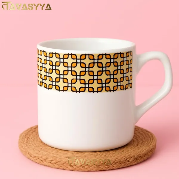 Tavasyya_Ceramic_Tea,_Coffee_Mugs,_Set_of_6_Cups,_Premium_White_Tea_Cups_with_Golden_Geometric_Pattern,_Elegant_Tea,_Coffee_&_Milk_Mugs_for_Home,_Office,_Kitchen_&_Gifting,_Microwave_&_Dishwasher_Safe