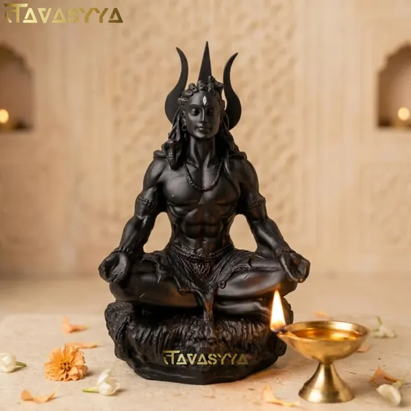 Tavasyya_Original_Adiyogi_Shiva_Idol_in_Meditation_Pose_�_Yogeshwar_Mahadev_Dhyan_Murti_|_Matte_Black_Finish_Shiv_Statue_for_Home_Temple,_Meditation_&_Office_Desk_Decor_(4_Inch)