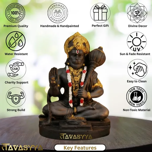 Tavasyya_Rare_Matte_Black_&_Golden_Premium_Hanuman_Ji_Idol,_Bajrang_Bali_Murti_for_Home_Temple,_Car_Dashboard,_Office_Desk_&_Pooja_Room,_BalaJi_Figurine,_Vastu_&_Evil_Eye_Protection,_Spiritual_Gifting
