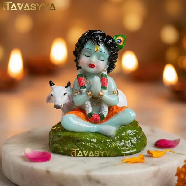 Tavasyya_Bal_Krishna_Idol_with_Gau_MATA_|_Yashoda_Nandan_Gopala_Bal_Swaroop_Murti_in_Glossy_Finish_|_Laddu_Gopal_Statue_for_Home_Temple,_Office_Temple,_Car_Dashboard,_Kids_Room_&_Spiritual_Gifting