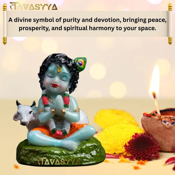 Tavasyya_Bal_Krishna_Idol_with_Gau_MATA_|_Yashoda_Nandan_Gopala_Bal_Swaroop_Murti_in_Glossy_Finish_|_Laddu_Gopal_Statue_for_Home_Temple,_Office_Temple,_Car_Dashboard,_Kids_Room_&_Spiritual_Gifting