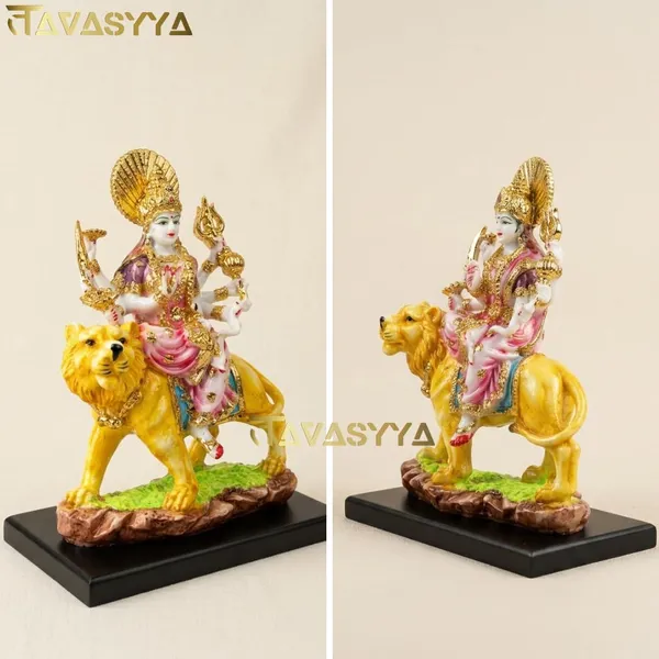 Tavasyya_Beautiful_Gauri_Durga_Swaroop_Murti_|_Sheron_Wali_MATA_Idol_8.46_Inch_�_Ashtbhuja_Sculpture_on_Lion_in_Marble_Finish_with_Pink_Aesthetic_Look_|_Maa_Parvati_Statue_for_Office_&_Home_Temple