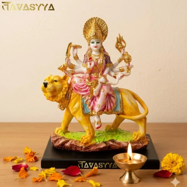 Tavasyya_Beautiful_Gauri_Durga_Swaroop_Murti_|_Sheron_Wali_MATA_Idol_8.46_Inch_�_Ashtbhuja_Sculpture_on_Lion_in_Marble_Finish_with_Pink_Aesthetic_Look_|_Maa_Parvati_Statue_for_Office_&_Home_Temple