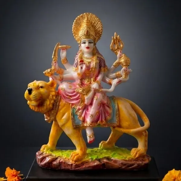 Tavasyya_Beautiful_Gauri_Durga_Swaroop_Murti_|_Sheron_Wali_MATA_Idol_8.46_Inch_�_Ashtbhuja_Sculpture_on_Lion_in_Marble_Finish_with_Pink_Aesthetic_Look_|_Maa_Parvati_Statue_for_Office_&_Home_Temple