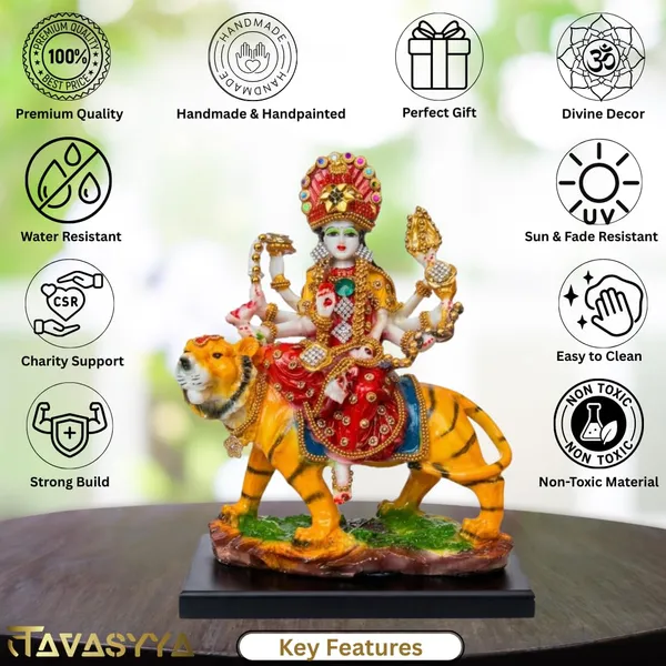 Tavasyya_Premium_Ashtabhuja_Durga_Maa_Idol_with_Tiger_|_Maa_Gauri_Murti_in_Marble_Dust_Glossy_Finish_|_Navdurga_Statue_for_Home_Temple,_Office_Mandir,_Pooja_Room,_Navratri_&_Spiritual_Decor_(8.5_Inch)