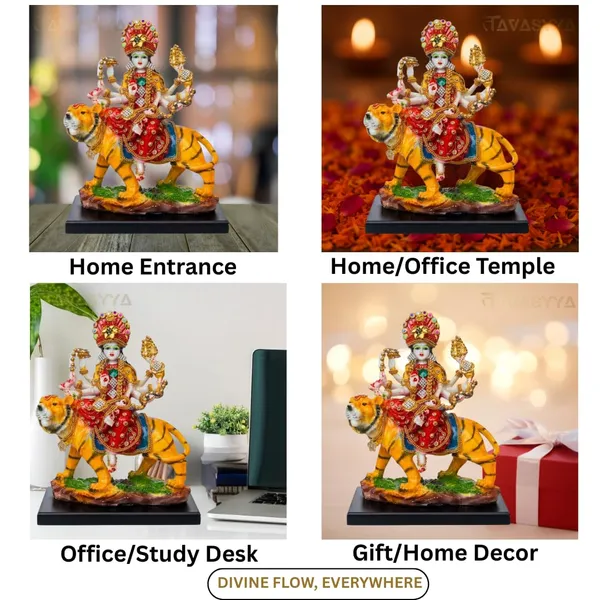 Tavasyya_Premium_Ashtabhuja_Durga_Maa_Idol_with_Tiger_|_Maa_Gauri_Murti_in_Marble_Dust_Glossy_Finish_|_Navdurga_Statue_for_Home_Temple,_Office_Mandir,_Pooja_Room,_Navratri_&_Spiritual_Decor_(8.5_Inch)
