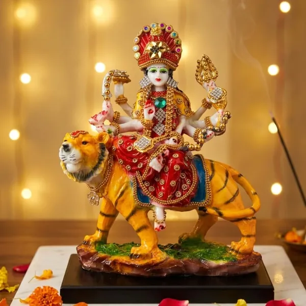 Tavasyya_Premium_Ashtabhuja_Durga_Maa_Idol_with_Tiger_|_Maa_Gauri_Murti_in_Marble_Dust_Glossy_Finish_|_Navdurga_Statue_for_Home_Temple,_Office_Mandir,_Pooja_Room,_Navratri_&_Spiritual_Decor_(8.5_Inch)