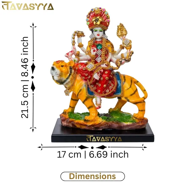 Tavasyya_Premium_Ashtabhuja_Durga_Maa_Idol_with_Tiger_|_Maa_Gauri_Murti_in_Marble_Dust_Glossy_Finish_|_Navdurga_Statue_for_Home_Temple,_Office_Mandir,_Pooja_Room,_Navratri_&_Spiritual_Decor_(8.5_Inch)