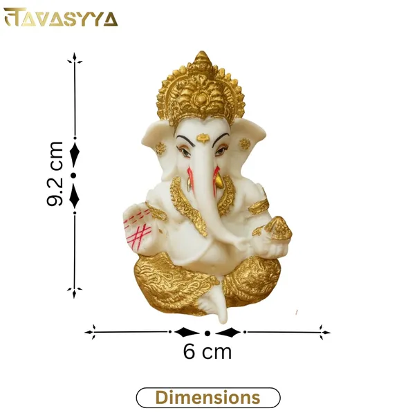 White_&_Gold_Plated_Ganesha_Idol_For_Car_Dashboard_Home_Temple_&_Office_Desk