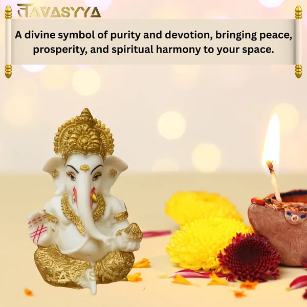 White_&_Gold_Plated_Ganesha_Idol_For_Car_Dashboard_Home_Temple_&_Office_Desk