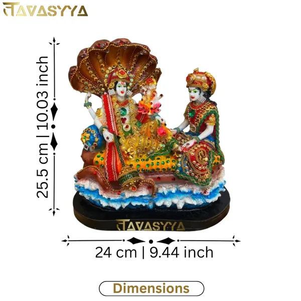 Tavasyya_Marble_Lakshmi_Narayan_Idol_10_Inch_�_Lord_Vishnu_with_Goddess_Lakshmi_in_Ksheer_Sagar_Murti_|_Vaikuntha-Kamalaja_Statue_with_Heavy_Jewellery_Detailing_|_Pooja_Room,_Office_&_Home_Temple