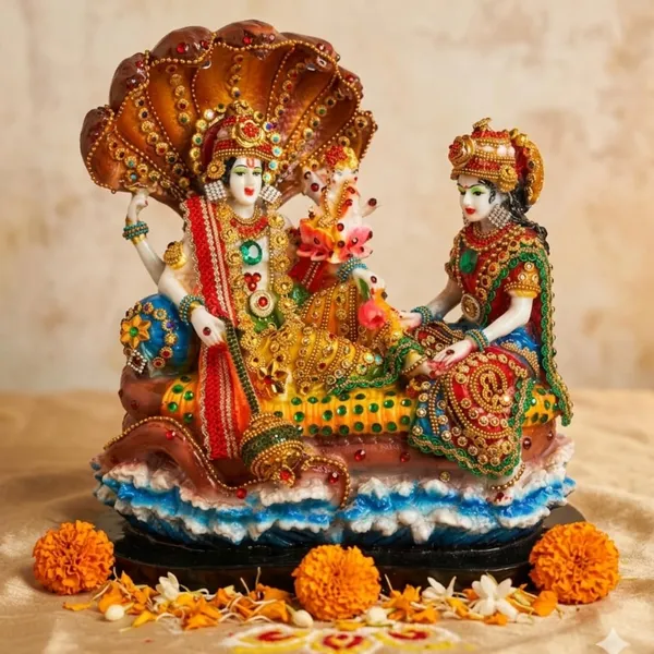 Tavasyya_Marble_Lakshmi_Narayan_Idol_10_Inch_�_Lord_Vishnu_with_Goddess_Lakshmi_in_Ksheer_Sagar_Murti_|_Vaikuntha-Kamalaja_Statue_with_Heavy_Jewellery_Detailing_|_Pooja_Room,_Office_&_Home_Temple