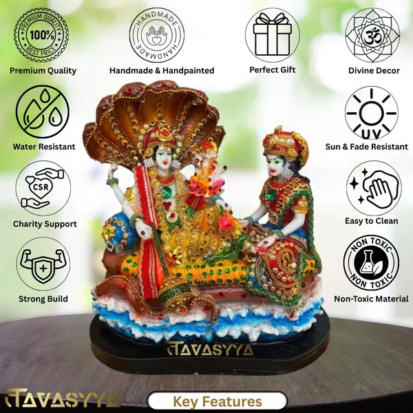 Tavasyya_Marble_Lakshmi_Narayan_Idol_10_Inch_�_Lord_Vishnu_with_Goddess_Lakshmi_in_Ksheer_Sagar_Murti_|_Vaikuntha-Kamalaja_Statue_with_Heavy_Jewellery_Detailing_|_Pooja_Room,_Office_&_Home_Temple