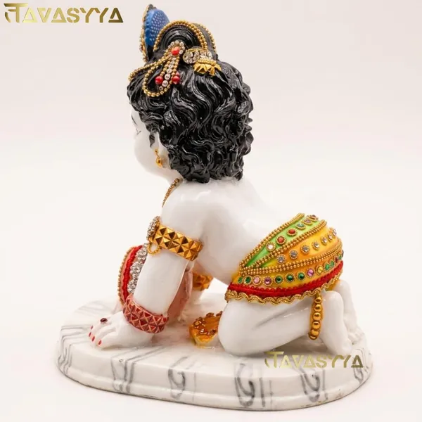 Tavasyya_Beautiful_Bal_Gopal_Krishna_Makhan_Chor_Idol_7.48_Inch,_Laddoo_Gopal_Murti_in_White_Marble_Finish_with_Jewelry_&_Stone_Work_|_Baby_Krishna_Statue_for_Home_Temple,_Janmashtami_&_Pooja_Decor