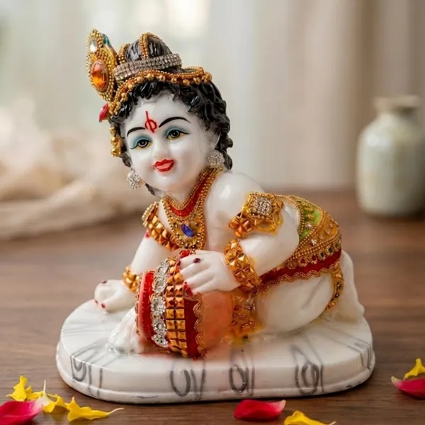Tavasyya_Beautiful_Bal_Gopal_Krishna_Makhan_Chor_Idol_7.48_Inch,_Laddoo_Gopal_Murti_in_White_Marble_Finish_with_Jewelry_&_Stone_Work_|_Baby_Krishna_Statue_for_Home_Temple,_Janmashtami_&_Pooja_Decor