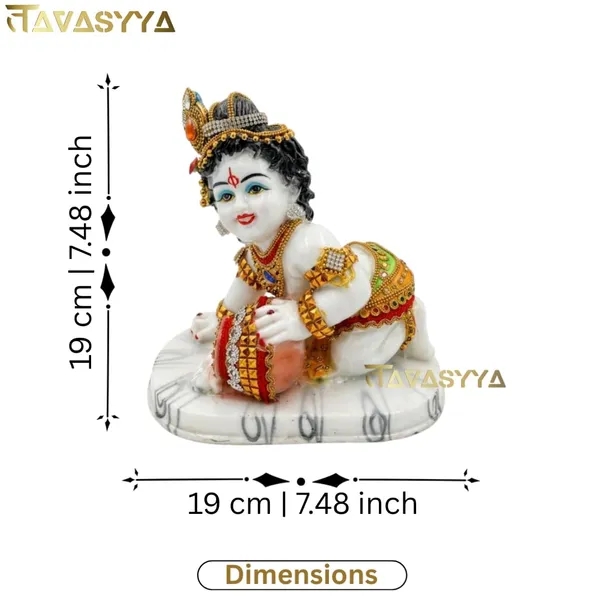 Tavasyya_Beautiful_Bal_Gopal_Krishna_Makhan_Chor_Idol_7.48_Inch,_Laddoo_Gopal_Murti_in_White_Marble_Finish_with_Jewelry_&_Stone_Work_|_Baby_Krishna_Statue_for_Home_Temple,_Janmashtami_&_Pooja_Decor