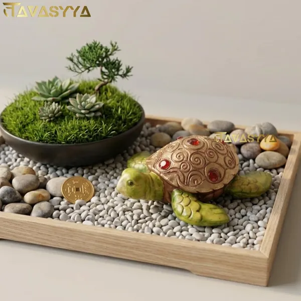 Tavasyya_Lucky_Money_Turtle_(Kachua)_Statue_�_Green_Feng_Shui_Tortoise_with_Stone_Work_Shell_for_Longevity,_Stability,_Wealth,_Health_&_Good_Luck_|_Vastu_Home_Decor_Showpiece_(6.69_Inch)