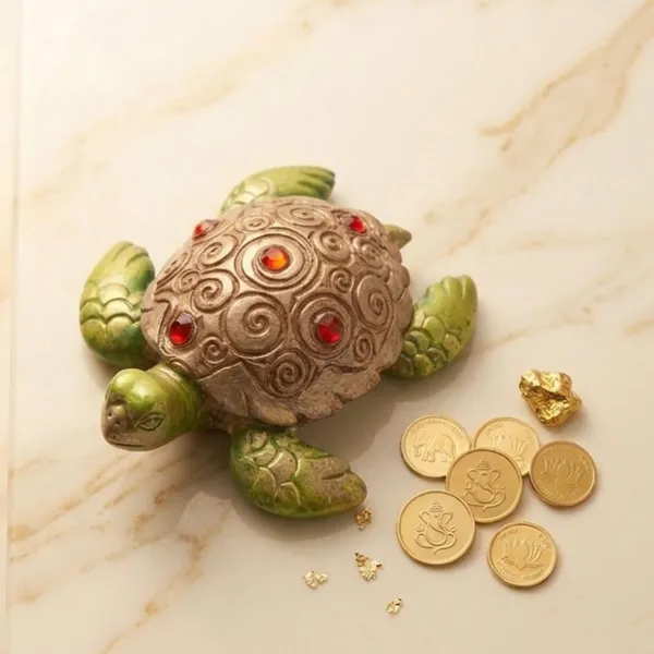 Tavasyya_Lucky_Money_Turtle_(Kachua)_Statue_�_Green_Feng_Shui_Tortoise_with_Stone_Work_Shell_for_Longevity,_Stability,_Wealth,_Health_&_Good_Luck_|_Vastu_Home_Decor_Showpiece_(6.69_Inch)