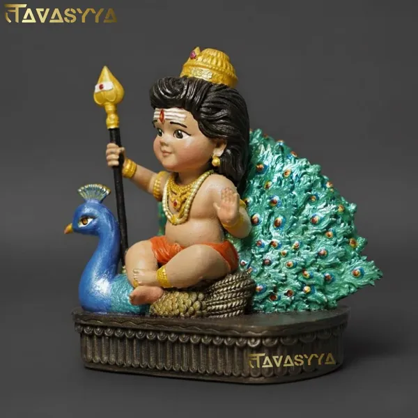 Tavasyya_Lord_Murugan_Idol_|_Bal_Kartikeya/Skanda/Subrahmanya_Swamy_Statue_with_Peacock_|_for_Mandir,_Car_Dashboard,_Home_Temple,_Office_Desk_&_Home_Decor_|_Spiritual_Gifting_&_Housewarming