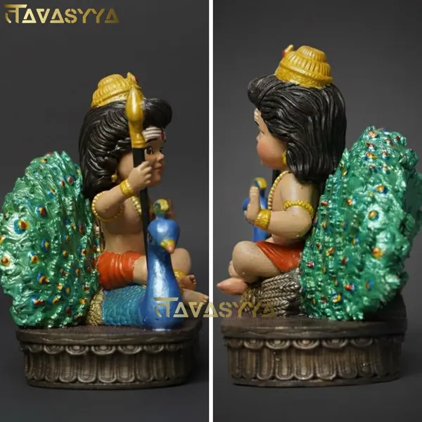 Tavasyya_Lord_Murugan_Idol_|_Bal_Kartikeya/Skanda/Subrahmanya_Swamy_Statue_with_Peacock_|_for_Mandir,_Car_Dashboard,_Home_Temple,_Office_Desk_&_Home_Decor_|_Spiritual_Gifting_&_Housewarming