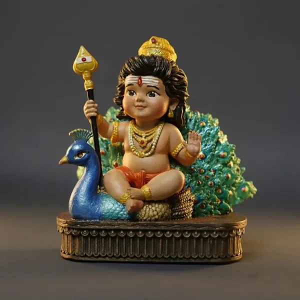 Tavasyya_Lord_Murugan_Idol_|_Bal_Kartikeya/Skanda/Subrahmanya_Swamy_Statue_with_Peacock_|_for_Mandir,_Car_Dashboard,_Home_Temple,_Office_Desk_&_Home_Decor_|_Spiritual_Gifting_&_Housewarming