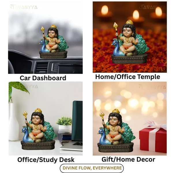 Tavasyya_Lord_Murugan_Idol_|_Bal_Kartikeya/Skanda/Subrahmanya_Swamy_Statue_with_Peacock_|_for_Mandir,_Car_Dashboard,_Home_Temple,_Office_Desk_&_Home_Decor_|_Spiritual_Gifting_&_Housewarming