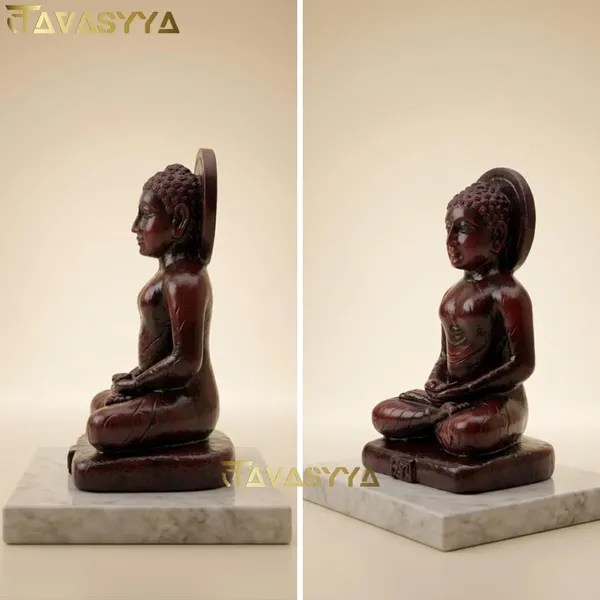 Tavasyya_Mahaveer_Swami_Idol_Statue_�_24th_Tirthankar_Mahavir_Swami_Murti_in_Dark_Cherry_Brown_&_Glossy_Marble_Finish_|_Meditating_Jain_Sculpture_for_Temple,_Office_Desk_&_Car_Dashboard_(3.34_Inches)