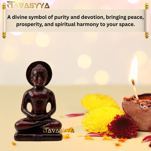 Tavasyya_Mahaveer_Swami_Idol_Statue_�_24th_Tirthankar_Mahavir_Swami_Murti_in_Dark_Cherry_Brown_&_Glossy_Marble_Finish_|_Meditating_Jain_Sculpture_for_Temple,_Office_Desk_&_Car_Dashboard_(3.34_Inches)