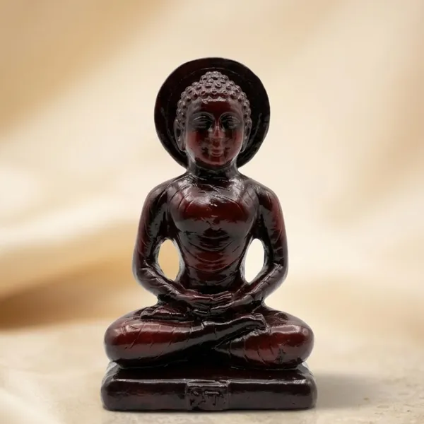 Tavasyya_Mahaveer_Swami_Idol_Statue_�_24th_Tirthankar_Mahavir_Swami_Murti_in_Dark_Cherry_Brown_&_Glossy_Marble_Finish_|_Meditating_Jain_Sculpture_for_Temple,_Office_Desk_&_Car_Dashboard_(3.34_Inches)