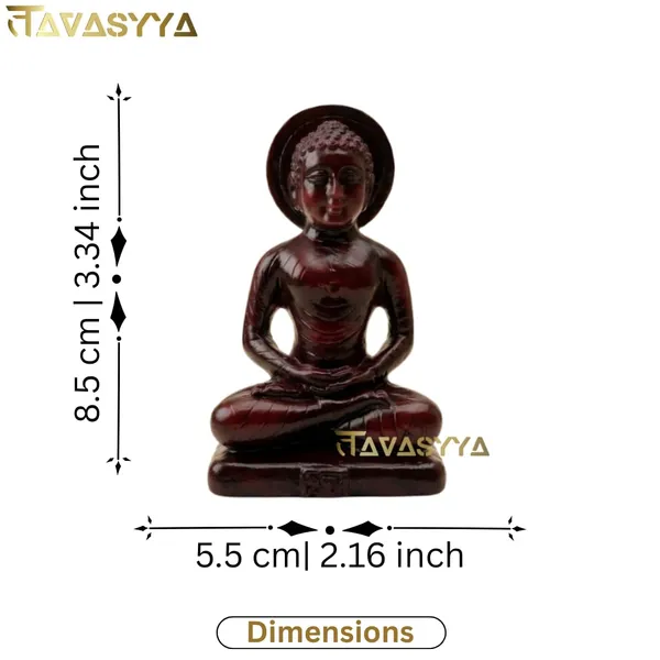 Tavasyya_Mahaveer_Swami_Idol_Statue_�_24th_Tirthankar_Mahavir_Swami_Murti_in_Dark_Cherry_Brown_&_Glossy_Marble_Finish_|_Meditating_Jain_Sculpture_for_Temple,_Office_Desk_&_Car_Dashboard_(3.34_Inches)
