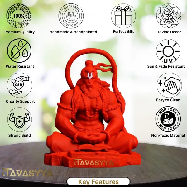 Tavasyya_Sindoori_Hanuman_Ji_Murti_|_Fine_Finish_Balaji_Idol_for_Home_Temple,_Car_Dashboard,_Office_Desk,_Study_Table_&_Pooja_Room_|_Handcrafted_Bajarang_Bali_Statue_|_Evil_Eye_Protection_&_Vastu