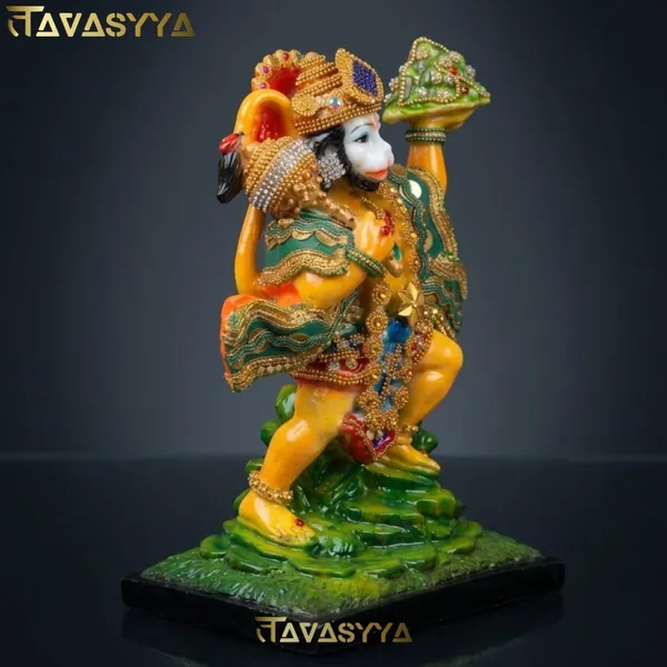 Tavasyya_Sanjeevani_Hanuman_Idol_�_Sankat_Mochan_Bajrangbali_Carrying_Sanjivani_Parvat_Murti_|_Marble_Finish_Hanuman_Statue_for_Strength,_Healing_and_Protection_Against_Diseases_&_Obstacles,_8.26_Inch