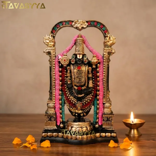 Tavasyya_Tirupati_Balaji_Idol,_Venkateswara_Sculpture,_Handcrafted_Decorative_Showpiece_for_Home_Decor,_Pooja_Room_&_Office_Desk,_Venkateshwara/Vishnu_Murti_(8.46_Inches)