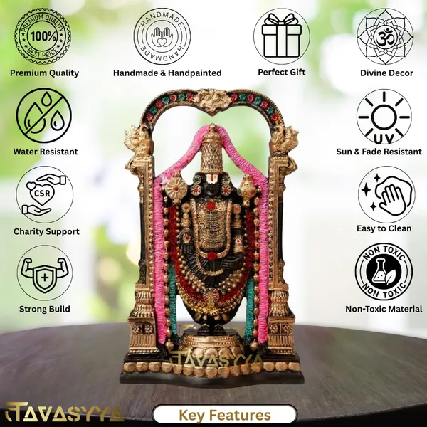 Tavasyya_Tirupati_Balaji_Idol,_Venkateswara_Sculpture,_Handcrafted_Decorative_Showpiece_for_Home_Decor,_Pooja_Room_&_Office_Desk,_Venkateshwara/Vishnu_Murti_(8.46_Inches)