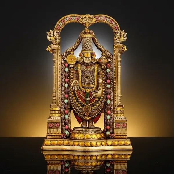 Tavasyya_Tirupati_Balaji_Idol_|_Venkateswara_Murti_with_Fine_Gold_Finish_|_Handcrafted_Decorative_Showpiece_for_Home_Decor,_Pooja_Room,_Office_Desk_&_Gifting_|_Venkateshwara/Vishnu_Sculpture,_8.5_Inch