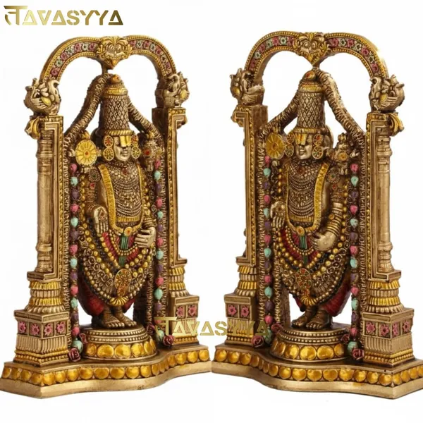 Tavasyya_Tirupati_Balaji_Idol_|_Venkateswara_Murti_with_Fine_Gold_Finish_|_Handcrafted_Decorative_Showpiece_for_Home_Decor,_Pooja_Room,_Office_Desk_&_Gifting_|_Venkateshwara/Vishnu_Sculpture,_8.5_Inch
