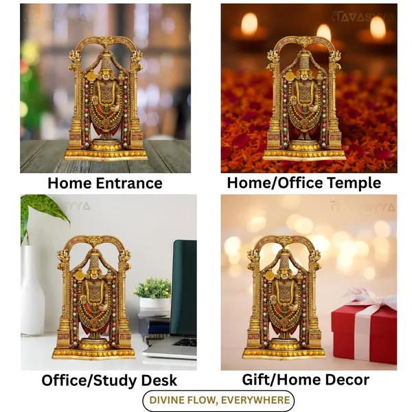 Tavasyya_Tirupati_Balaji_Idol_|_Venkateswara_Murti_with_Fine_Gold_Finish_|_Handcrafted_Decorative_Showpiece_for_Home_Decor,_Pooja_Room,_Office_Desk_&_Gifting_|_Venkateshwara/Vishnu_Sculpture,_8.5_Inch