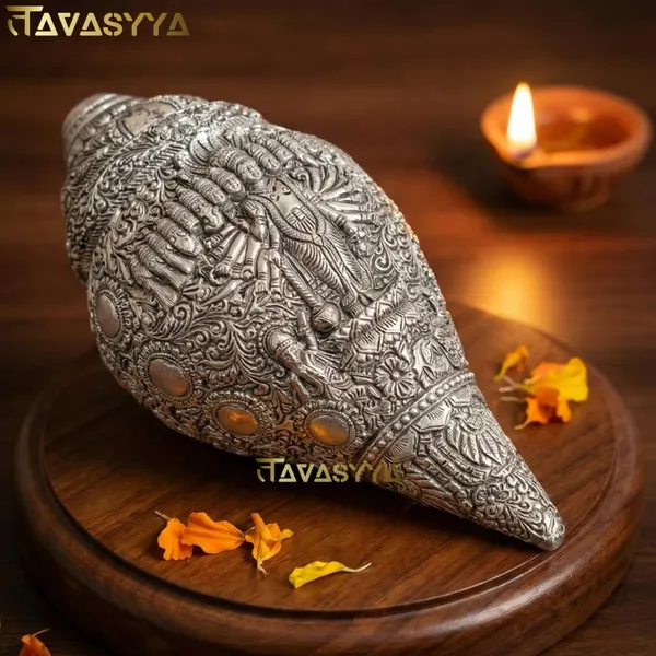 Tavasyya_Silver_Finish_Dashavtar_Vishnu_Shankh_|_Traditional_Narayan_Conch_for_Pooja,_Vastu,_Energy_Balance_&_Home_Temple_|_Spiritual_Showpiece_for_Home_Decor,_Office,_Mandir_&_Gifting_(10.2_Inch)