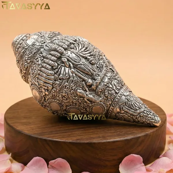Tavasyya_Silver_Finish_Dashavtar_Vishnu_Shankh_|_Traditional_Narayan_Conch_for_Pooja,_Vastu,_Energy_Balance_&_Home_Temple_|_Spiritual_Showpiece_for_Home_Decor,_Office,_Mandir_&_Gifting_(10.2_Inch)
