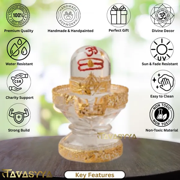 Tavasyya_Premium_Transparent_Shivling_Idol_�_Glass_Finish_Shiv_Linga_Mahadev_Murti_for_Home_Temple,_Pooja_Room_&_Office_Decor_|_Crystal_Look_Lord_Shiva_Statue_with_Golden_Detailing_(4.72_Inches)