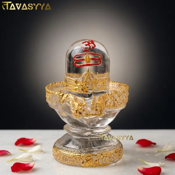 Tavasyya_Premium_Transparent_Shivling_Idol_�_Glass_Finish_Shiv_Linga_Mahadev_Murti_for_Home_Temple,_Pooja_Room_&_Office_Decor_|_Crystal_Look_Lord_Shiva_Statue_with_Golden_Detailing_(4.72_Inches)