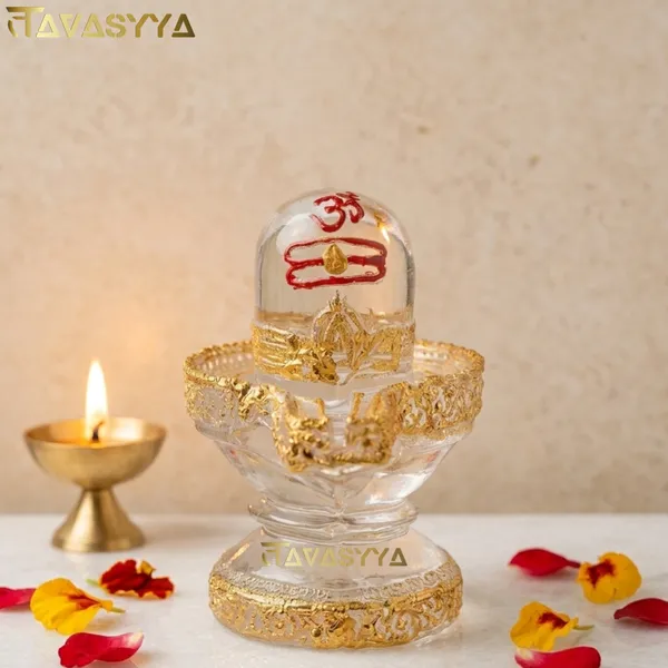 Tavasyya_Premium_Transparent_Shivling_Idol_�_Glass_Finish_Shiv_Linga_Mahadev_Murti_for_Home_Temple,_Pooja_Room_&_Office_Decor_|_Crystal_Look_Lord_Shiva_Statue_with_Golden_Detailing_(4.72_Inches)