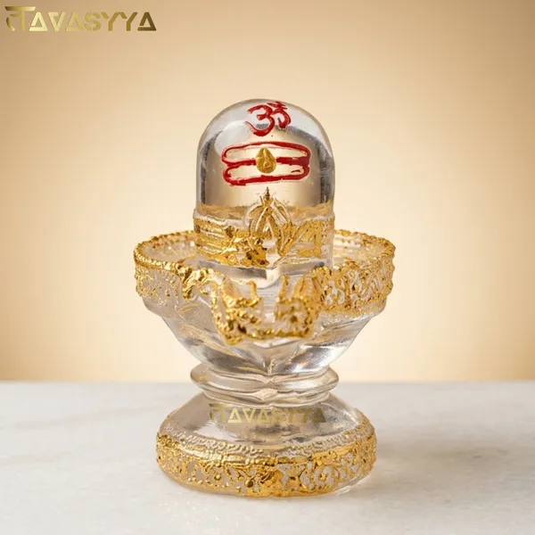 Tavasyya_Premium_Transparent_Shivling_Idol_�_Glass_Finish_Shiv_Linga_Mahadev_Murti_for_Home_Temple,_Pooja_Room_&_Office_Decor_|_Crystal_Look_Lord_Shiva_Statue_with_Golden_Detailing_(4.72_Inches)